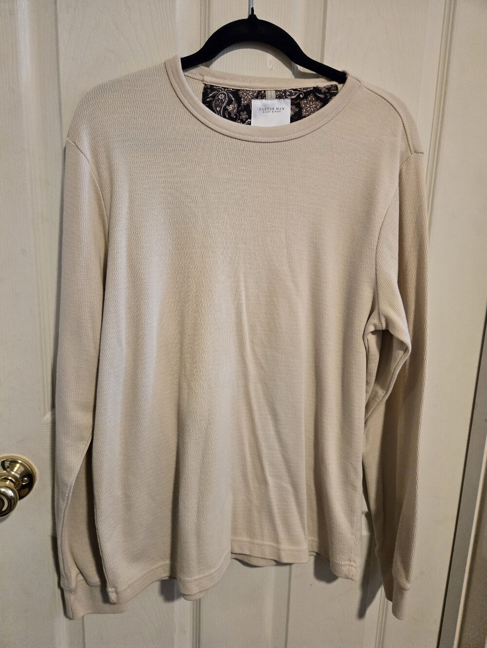 Cactus Man Beige Long-Sleeve Crewneck Shirt